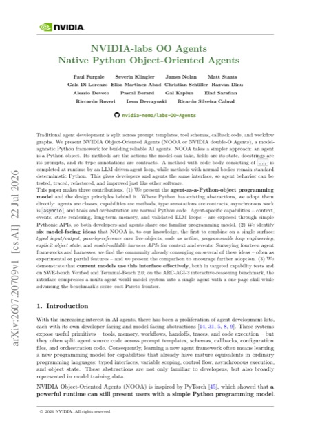 NVIDIA-labs OO Agents: Native Python Object-Oriented Agents 论文首页预览
