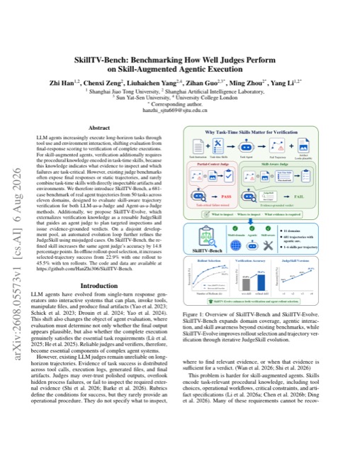 SkillTV-Bench: Benchmarking How Well Judges Perform on Skill-Augmented Agentic Execution 论文首页