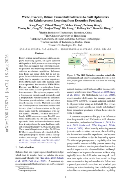 Write, Execute, Refine: From Skill Followers to Skill Optimizers via Reinforcement Learning from Execution Feedback 论文首页
