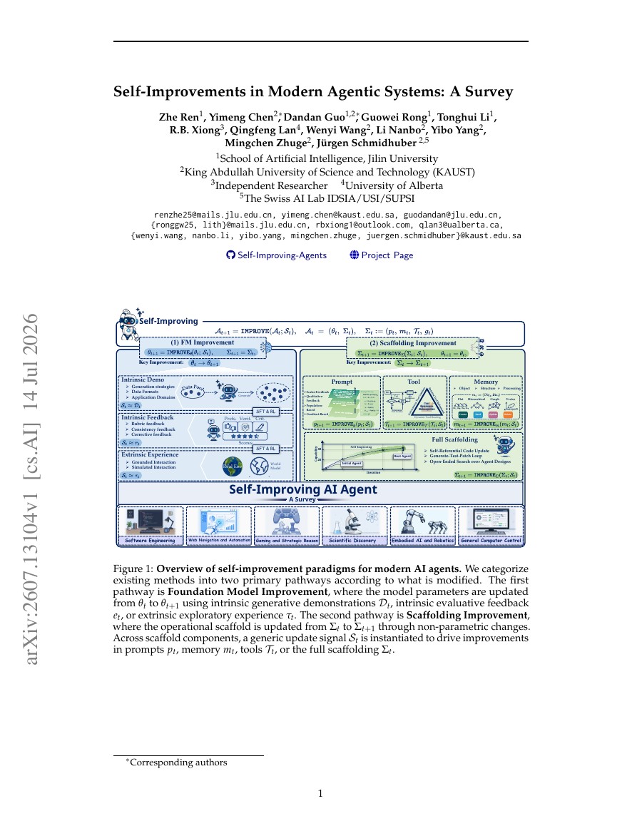Self-Improvements in Modern Agentic Systems: A Survey 论文首页